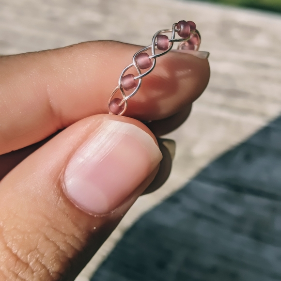 Braided Purple Frosted Bead Ring - Picture 5 of 6